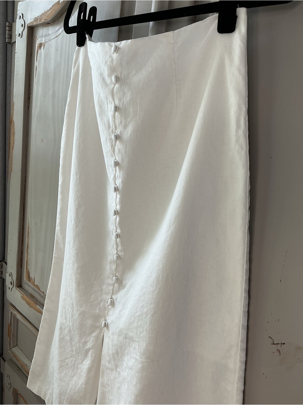 Banana Republic | Linen Blend Button Front High Rise Skirt Ivory White Size 6 - Picture 4 of 9